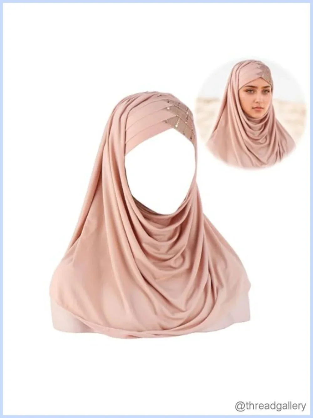 Sequin Hijab Muslim Head Wrap Stretch Elastic Scarf for Women Lightweight Jersey